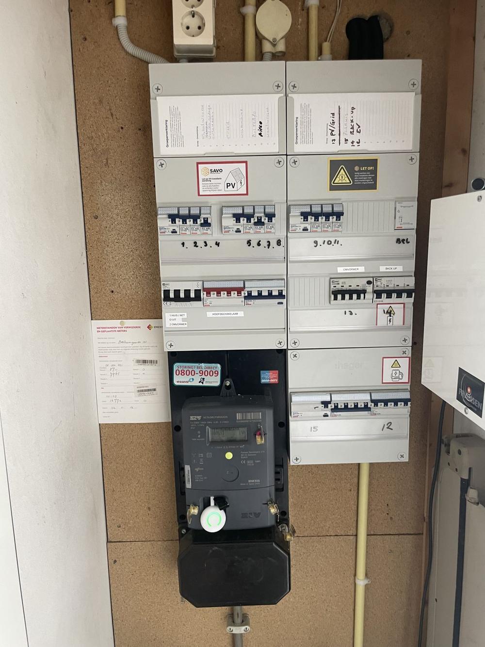 Meterkast met groepenkast, slimme meter en aangesloten P1-uitlezing